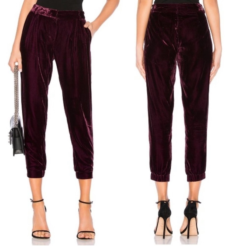 Parker Magenta Velvet Jogger Pants Size 0 Artsy Party Formal Preppy Business